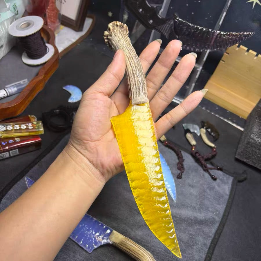 The Solarion | Hand-Knapped Amber Cat's Eye Art Piece