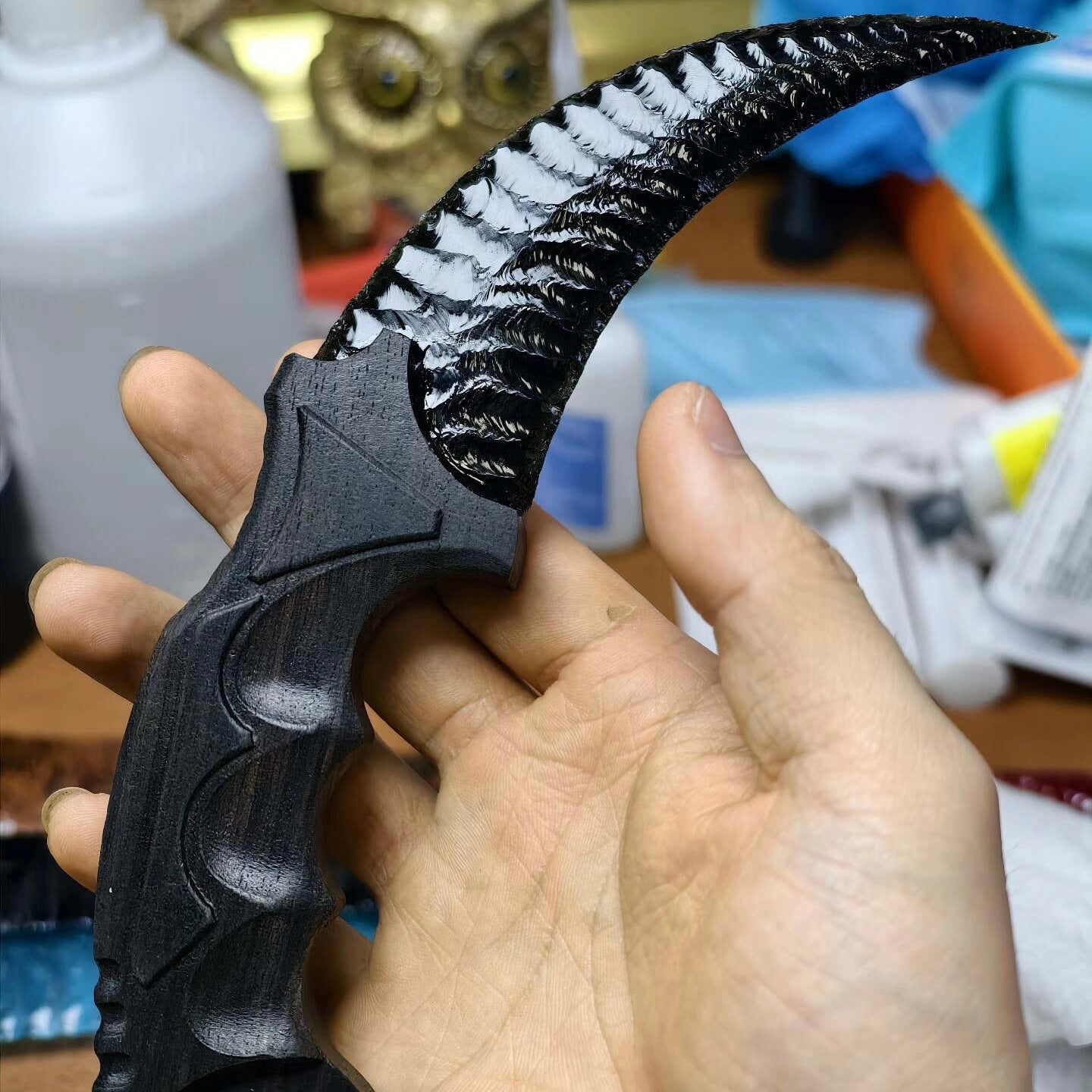 The Shadow Spirit | Black Obsidian Curved Sculpture